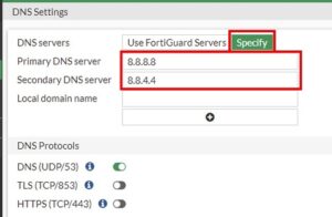 Fortigate dns server настройка